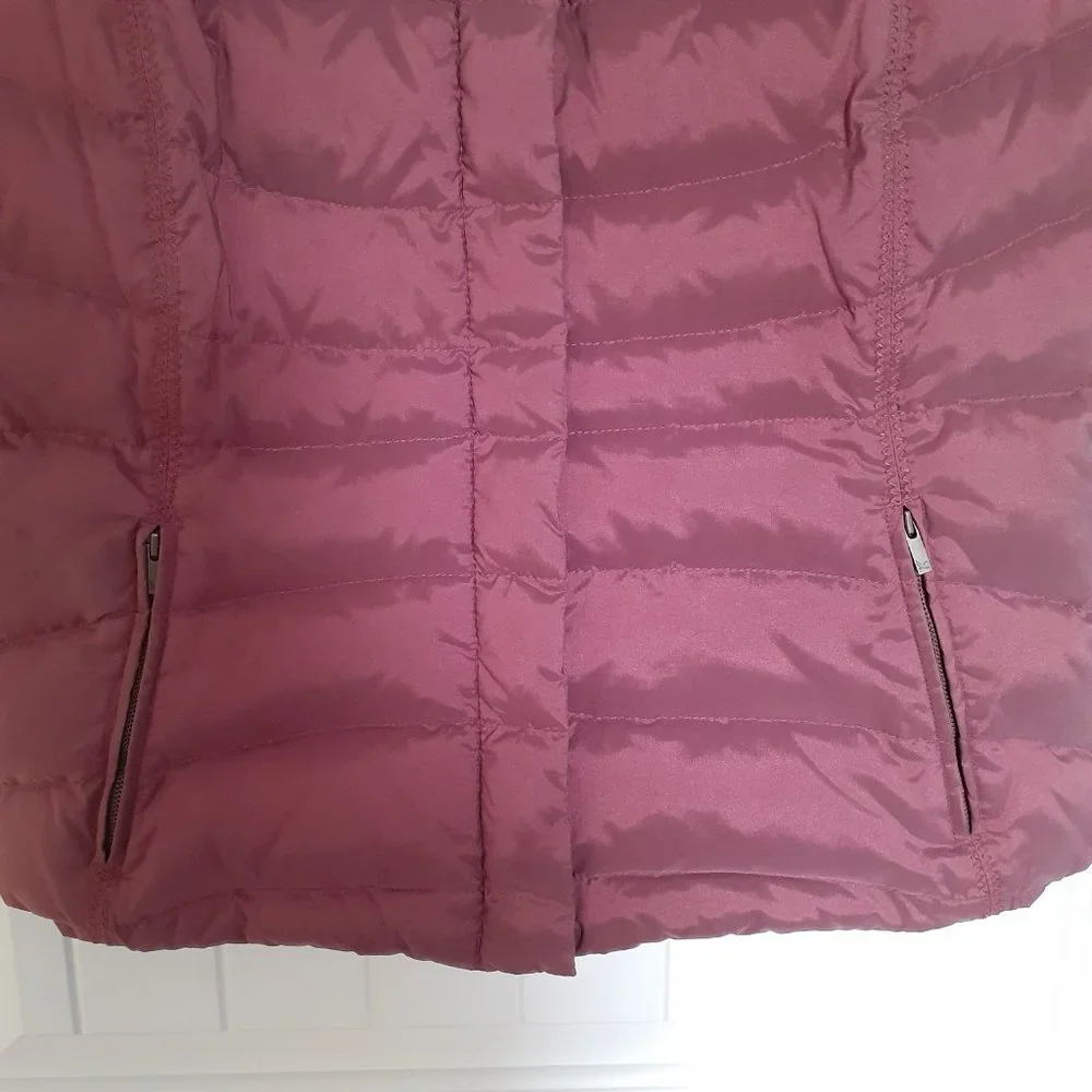 Eddie Bauer Goose Down Full Zip & Snap Vest with Faux Fur Collar Red Size L